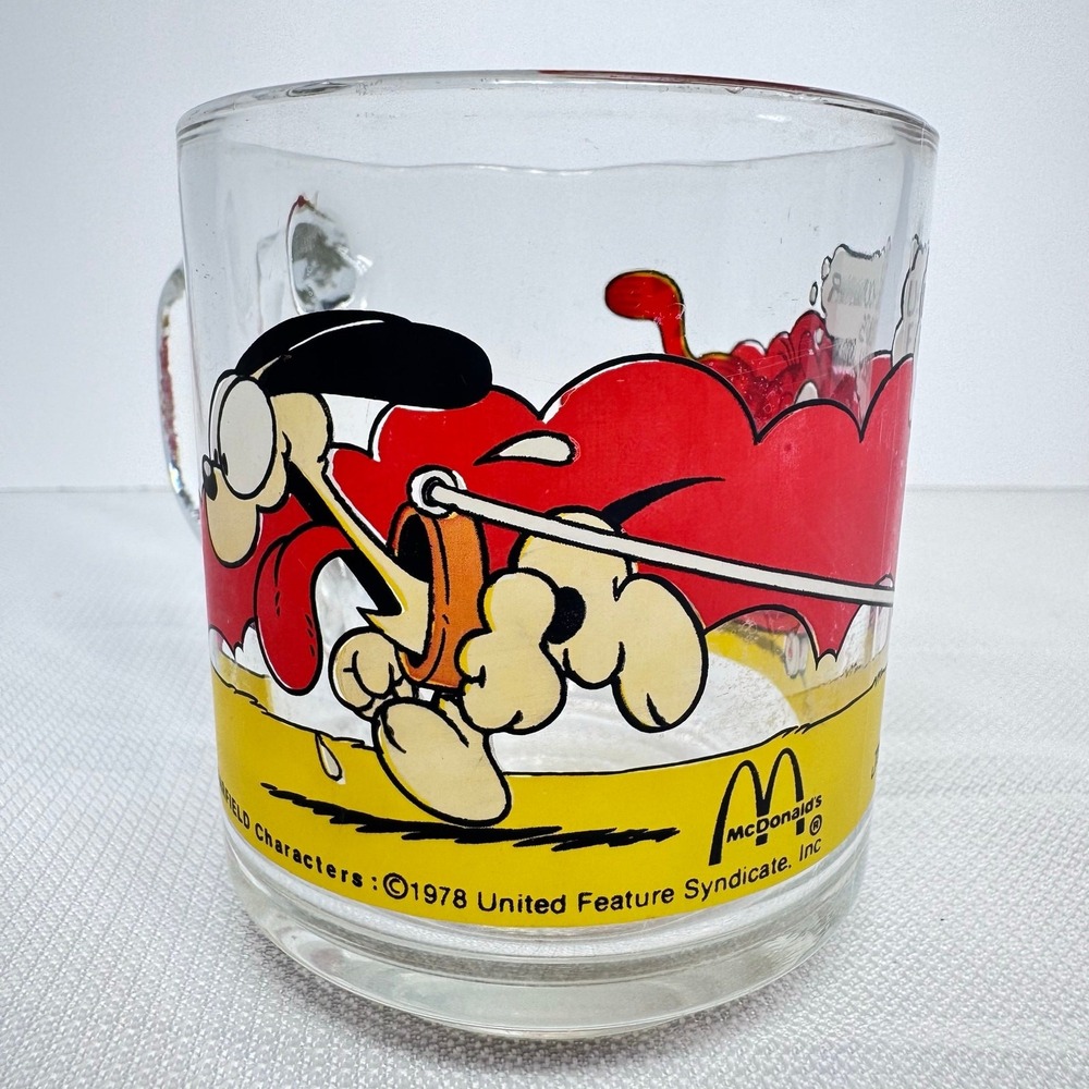 Vintage Garfield McDonalds Glass Mug 1978 Jim Davis Cartoon Coffee Cup